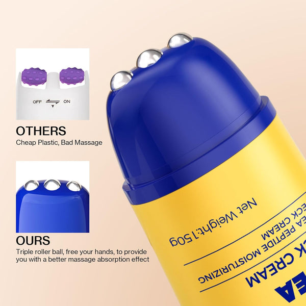 Z:SEA Neck Firming Cream with Roller - Anti-Aging Treatment, Hydrating & Tightening with Collagen, Vitamin C, Hyaluronic Acid, Reduces Wrinkles, Lifts & Firms Skin for Youthful Look, 5.29 fl oz