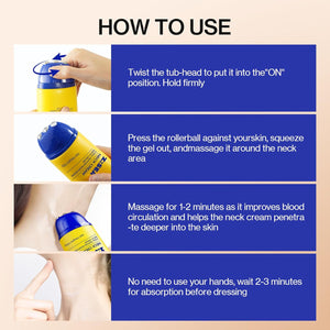 Z:SEA Neck Firming Cream with Roller - Anti-Aging Treatment, Hydrating & Tightening with Collagen, Vitamin C, Hyaluronic Acid, Reduces Wrinkles, Lifts & Firms Skin for Youthful Look, 5.29 fl oz